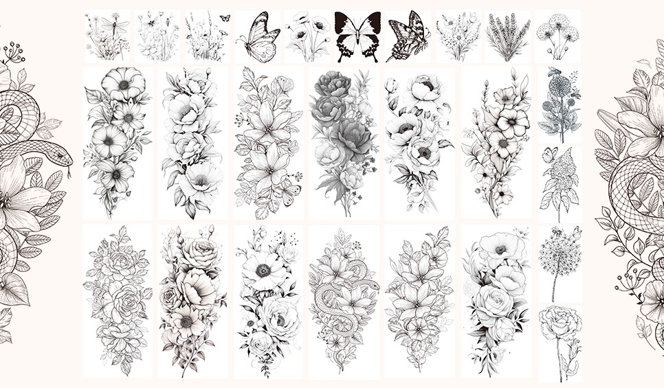 26 Sheets Fake Tattoos Realistic Temporary Tattoos - Image 3