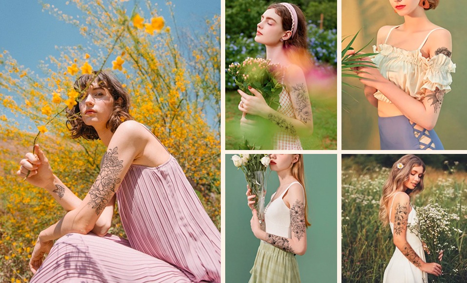 26 Sheets Fake Tattoos Realistic Temporary Tattoos