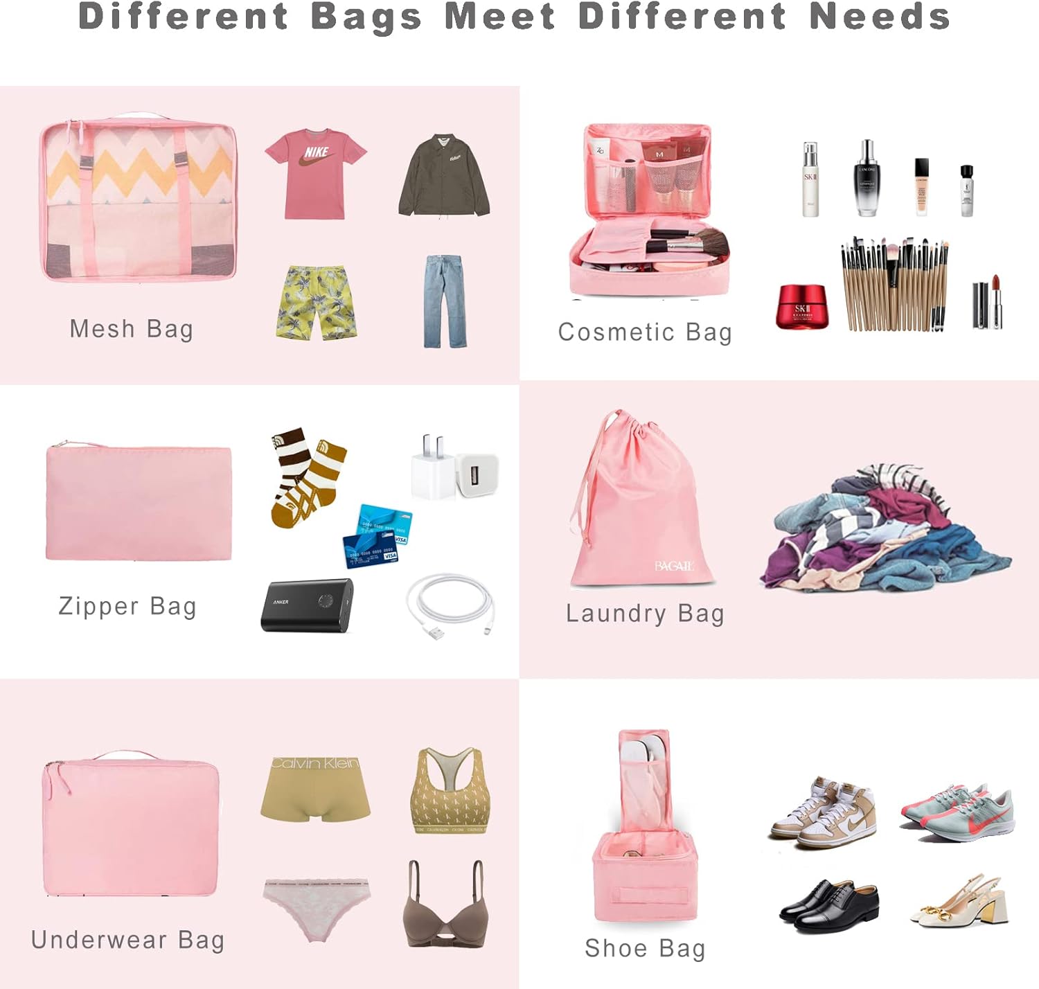 BAGAIL 8 Set Packing Cubes Luggage Packing Organizers - Image 4