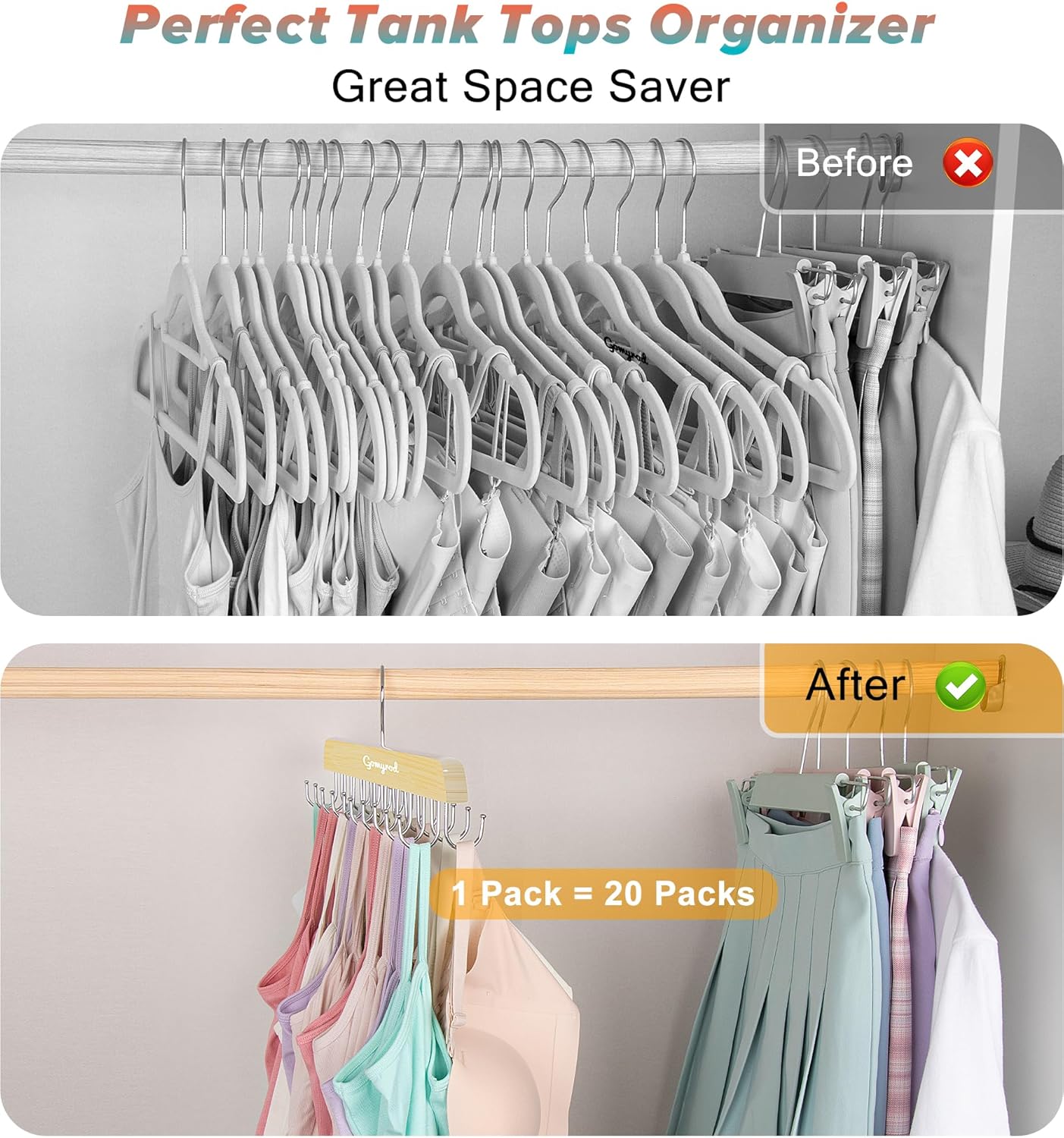 Bra Hanger for Closet, Tank Top Hangers 2 Pack Holds 40 Bras - Image 5