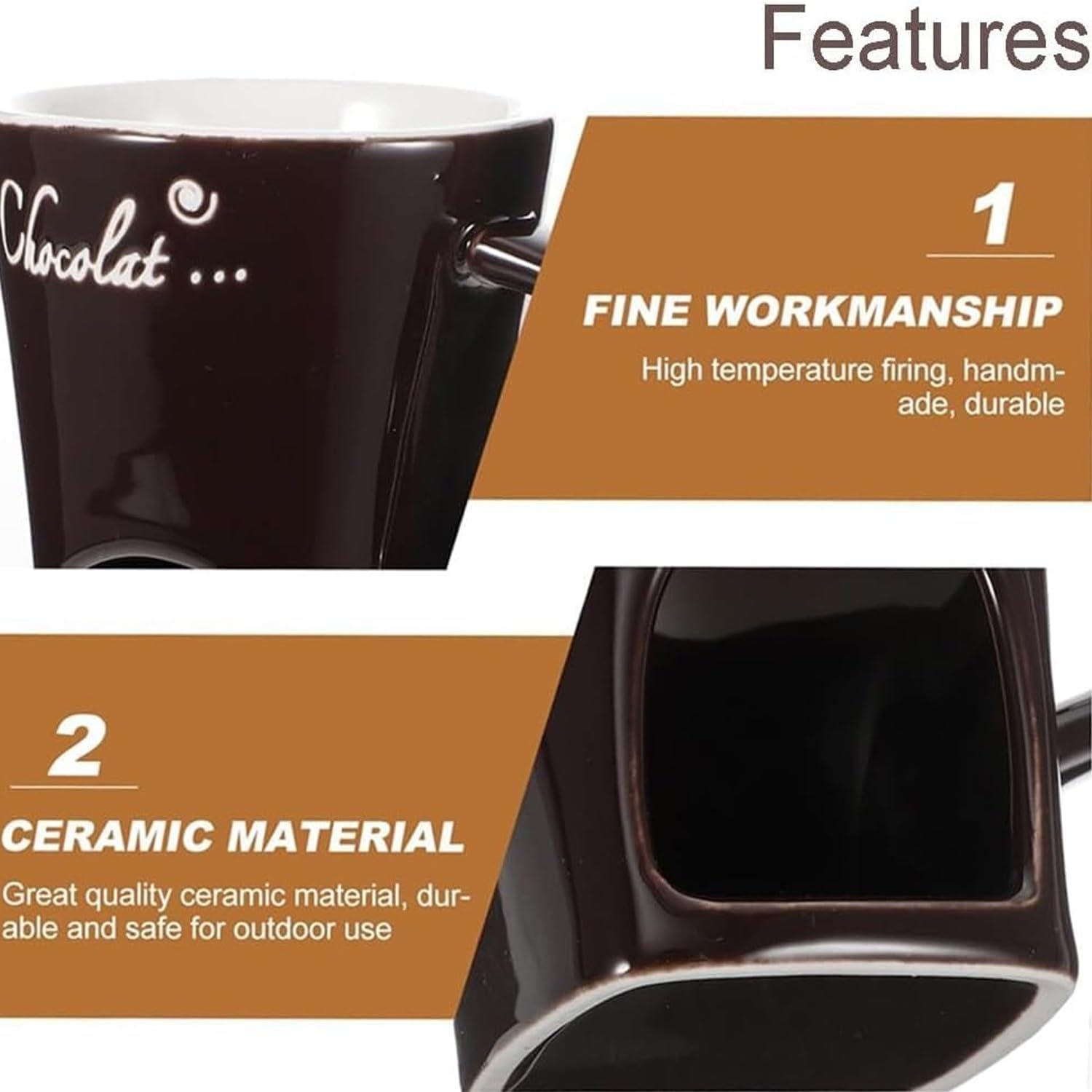 Chocolate Fondue Mugs Set of with Forks(Red+Black) - Image 6