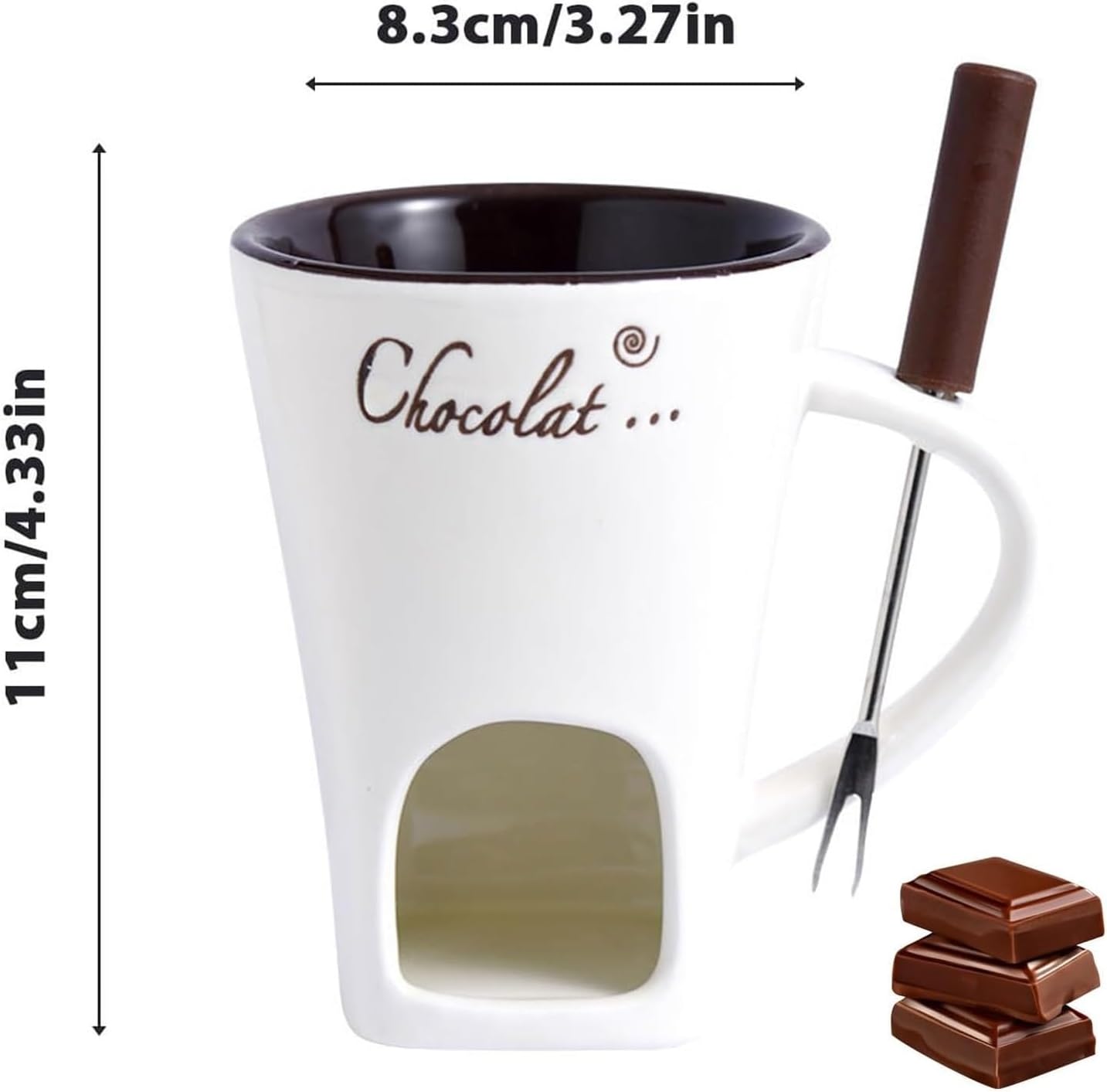 Chocolate Fondue Mugs Set of with Forks(Red+Black)