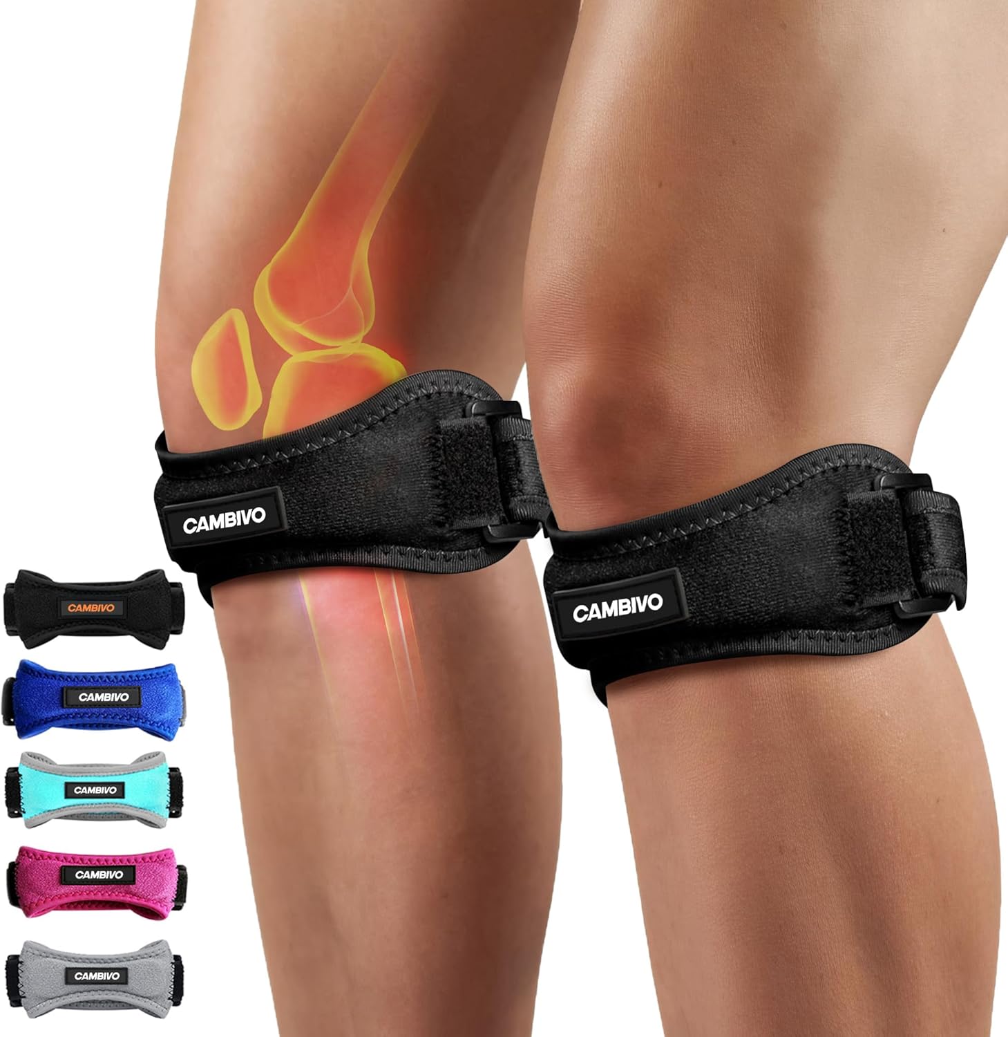 CAMBIVO 2 Pack Knee Braces for Women and Men, Support Strap