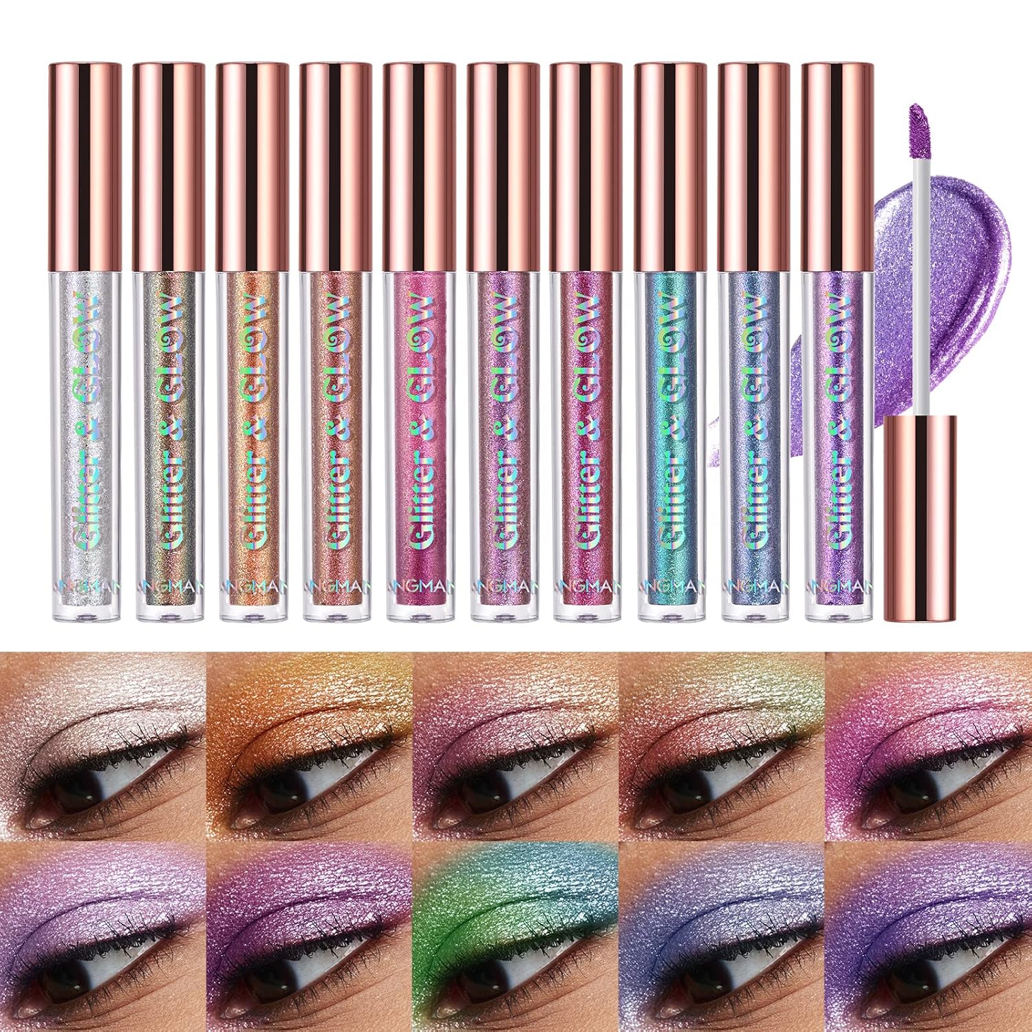 Liquid Glitter Eyeshadow Set, Multichrome Glitter Shimmer