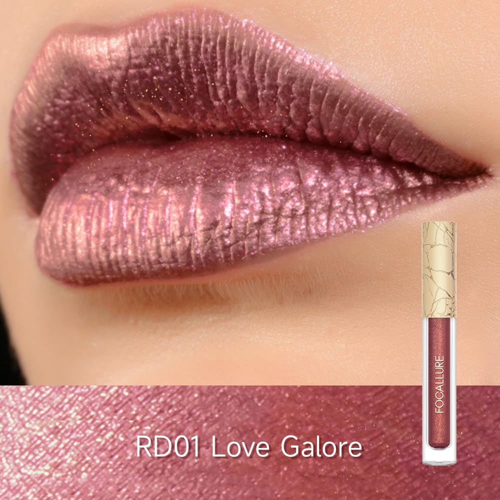 FOCALLURE Metallic Liquid Lipstick,Non Stick Cup Lip