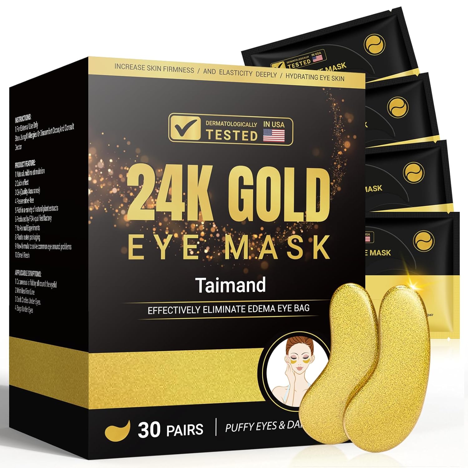 Under Eye Patches (30 Pairs), 24K Gold
