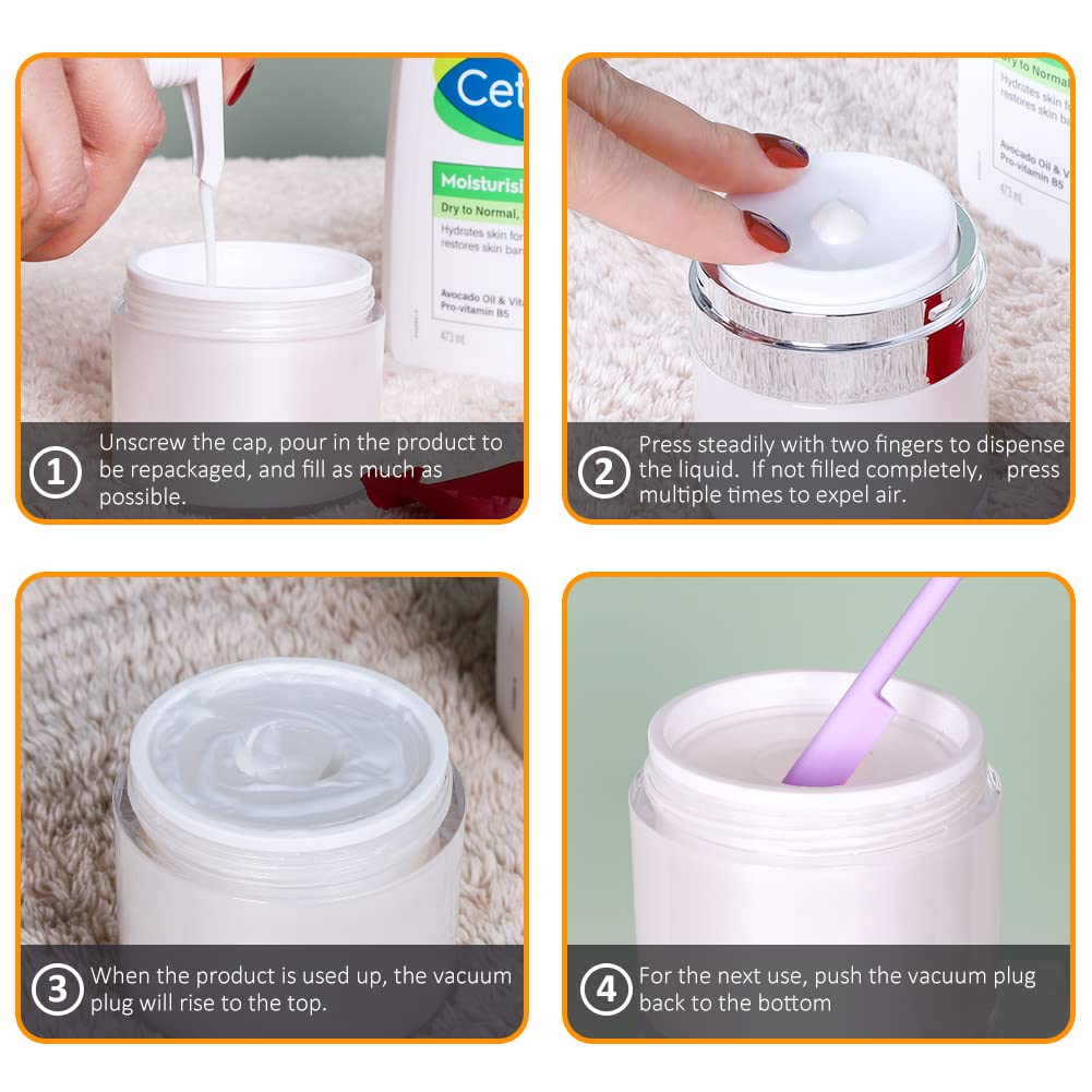 Pump Jar, 1.7 oz Airless Pump Bottles, Lotion Container - Image 3