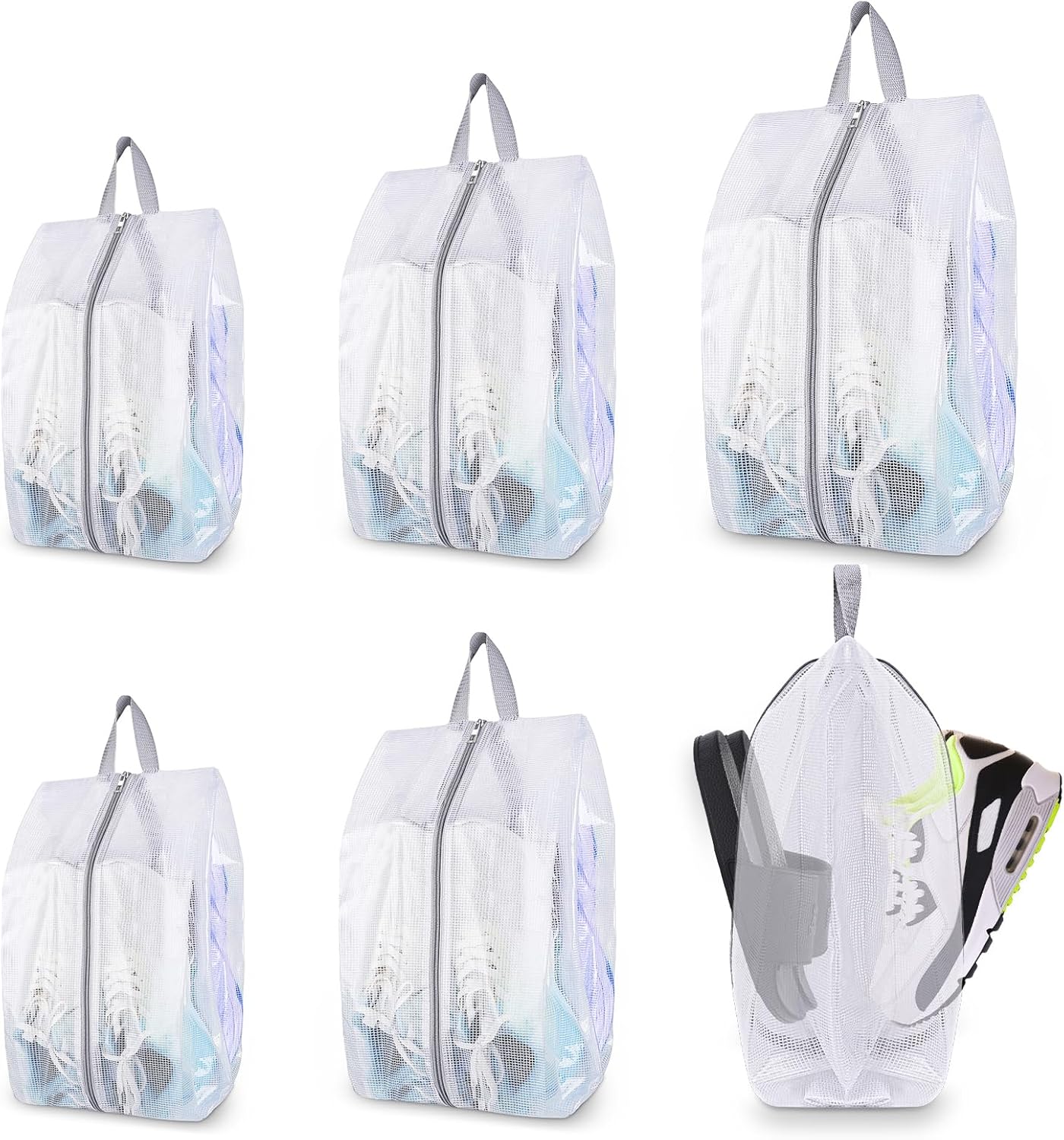 Shoe Bags for Travel, 6 Pack 3 Size Double-Sided Zipper Shoe Bags