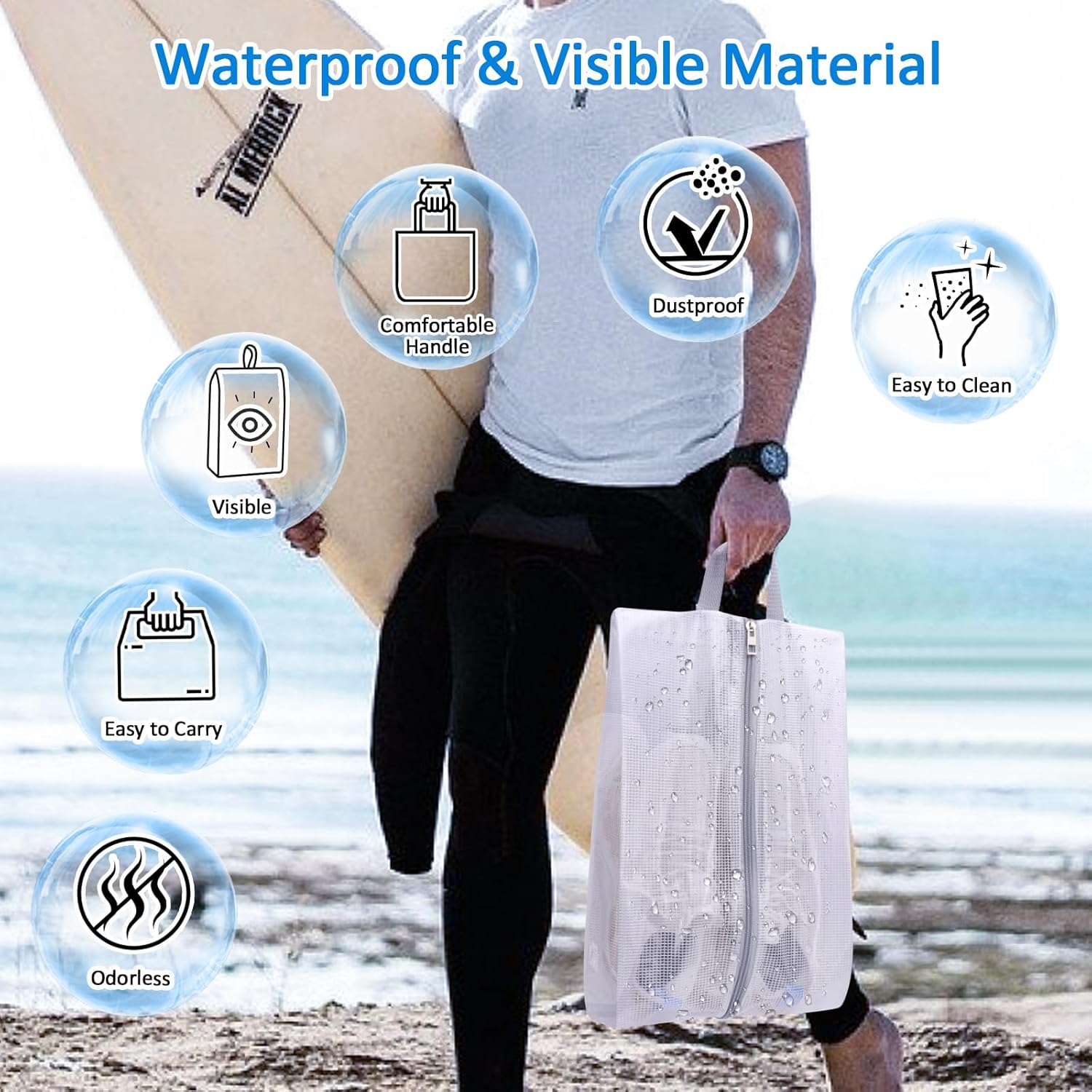 Shoe Bags for Travel, 6 Pack 3 Size Double-Sided Zipper Shoe Bags - Image 4