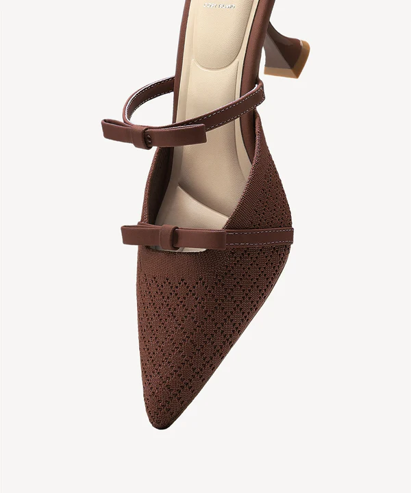 Bowtention Pointed Toe Heeled Mules - Image 8