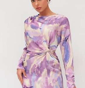 CIDER Maxi Dress Abstract Print Illusion Crew Neck