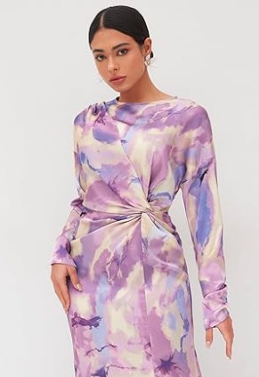 CIDER Maxi Dress Abstract Print Illusion Crew Neck