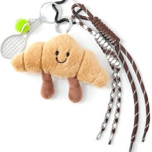 Croissant Keychain - Plush Croissant Bag Charm,