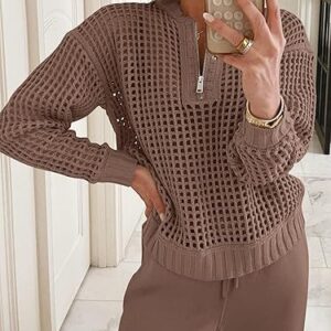 ANRABESS Womens 2 Piece Outfits 2025 Fall Crochet