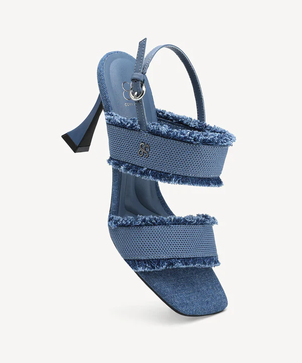DenimTrim Square Toe Stiletto Sandals - Image 7