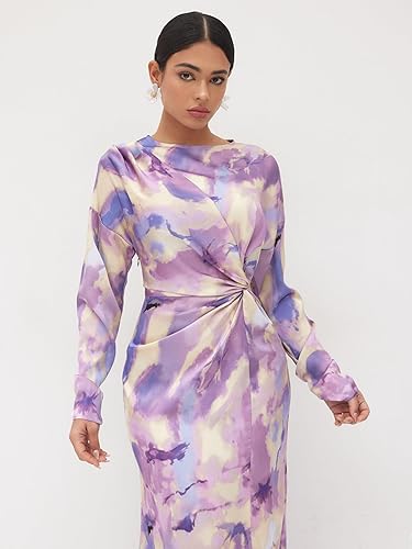 CIDER Maxi Dress Abstract Print Illusion Crew Neck - Image 4