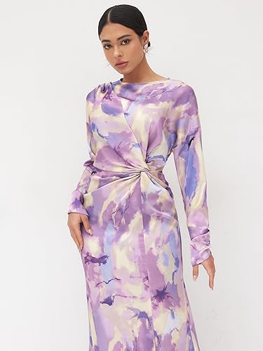 CIDER Maxi Dress Abstract Print Illusion Crew Neck - Image 5