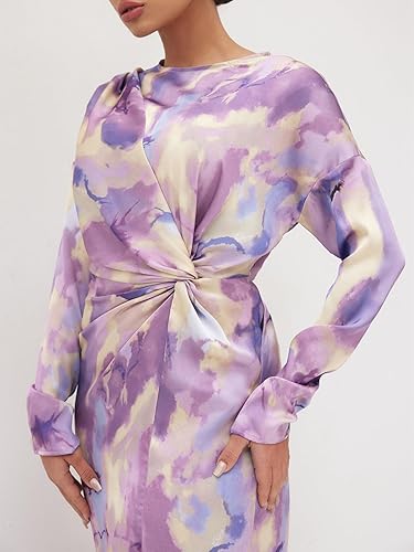 CIDER Maxi Dress Abstract Print Illusion Crew Neck