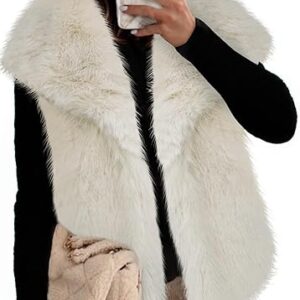 Cicy Bell Womens Oversized Faux Fur Vests Fuzzy Warm