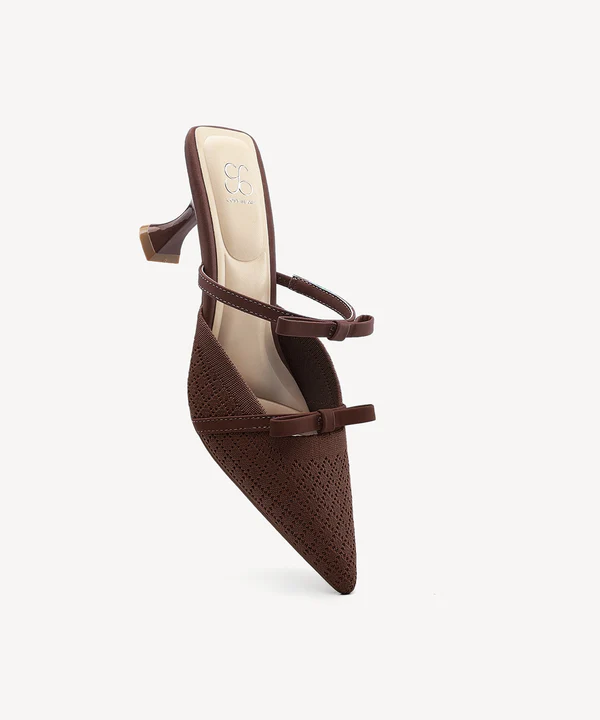 Bowtention Pointed Toe Heeled Mules - Image 9