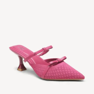 Bowtention Pointed Toe Heeled Mules