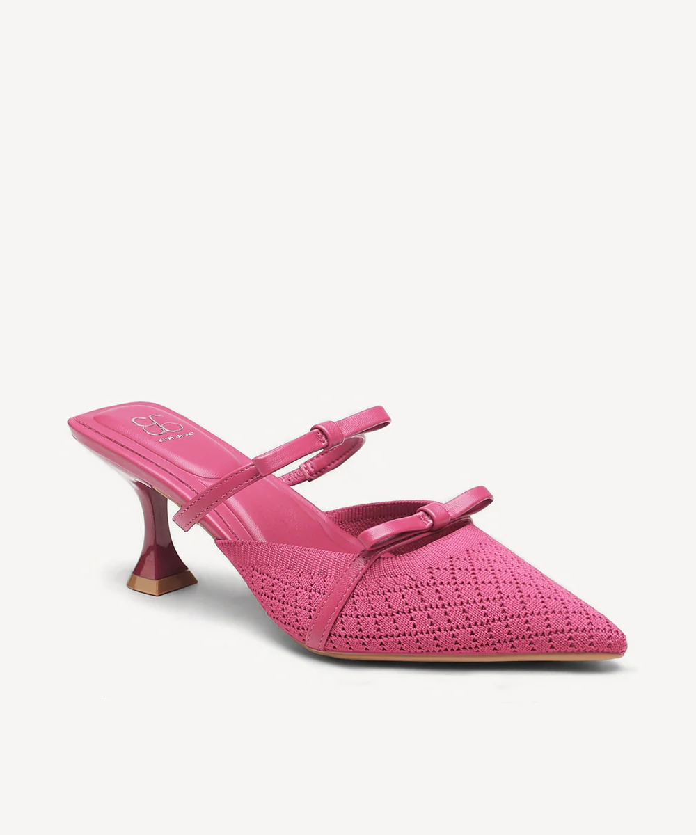 Bowtention Pointed Toe Heeled Mules