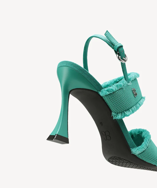 DenimTrim Square Toe Stiletto Sandals