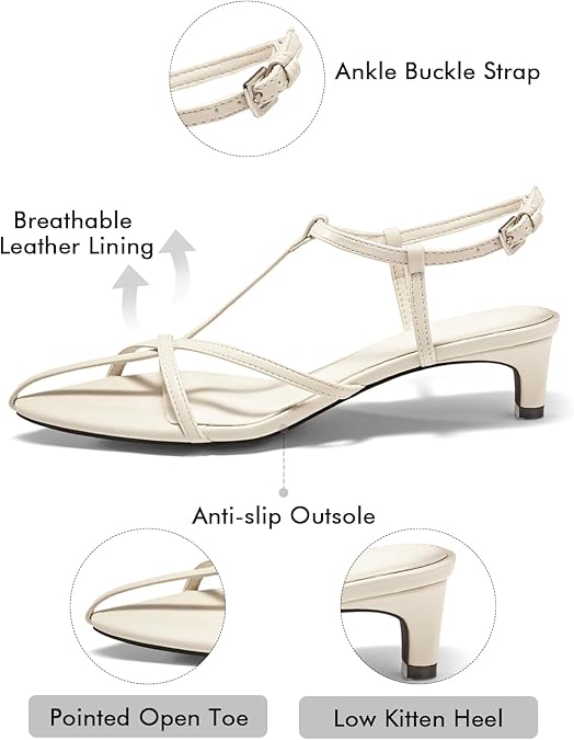 Coutgo Womens Dress Sandals Strappy Low Kitten