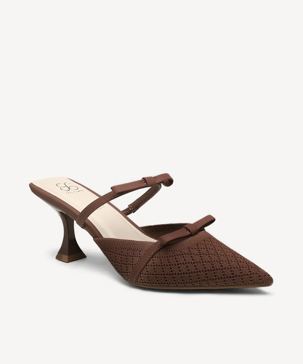 Bowtention Pointed Toe Heeled Mules - Image 11