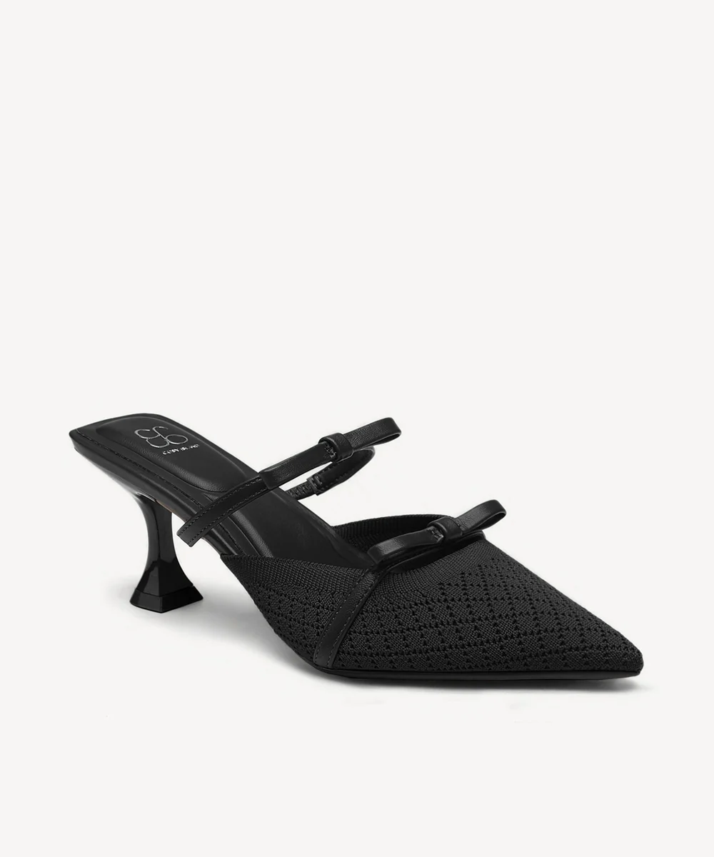 Bowtention Pointed Toe Heeled Mules - Image 6