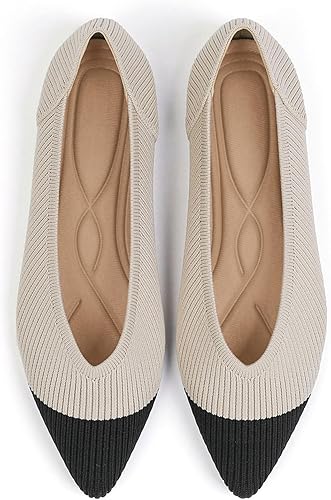Women's Flats Shoes Pointed Toe Knit Ballet