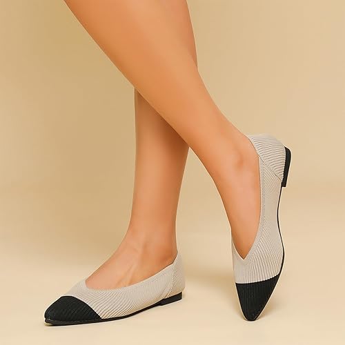 Women's Flats Shoes Pointed Toe Knit Ballet - Image 5