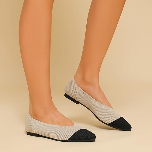 Women's Flats Shoes Pointed Toe Knit Ballet - Image 3