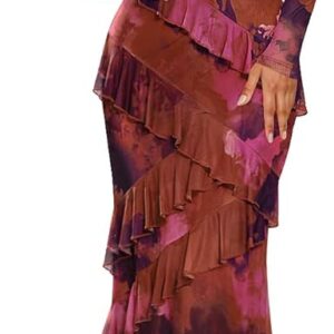 ZESICA Women's Fall Floral Long Sleeve Maxi Dress 2025