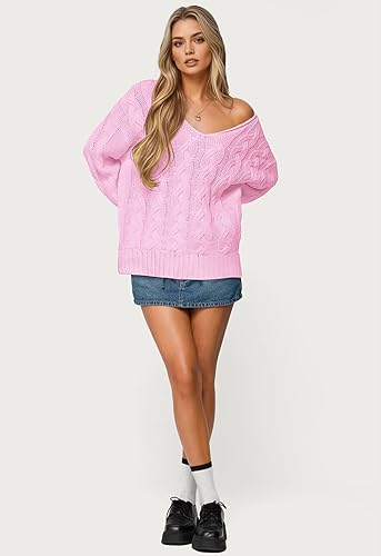 IWD Women's Oversized Sweaters Cable Knit