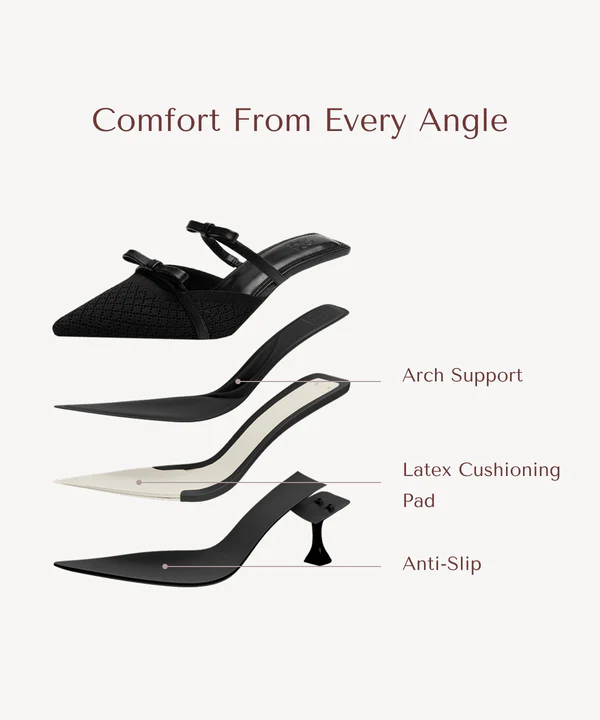 Bowtention Pointed Toe Heeled Mules - Image 5