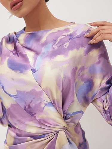 CIDER Maxi Dress Abstract Print Illusion Crew Neck - Image 3
