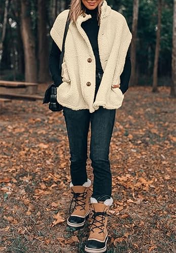 Hongqizo Womens Fuzzy Fleece Vest Casual Oversized - Image 6