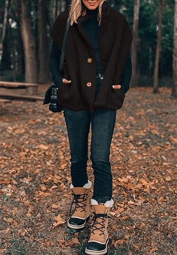 Hongqizo Womens Fuzzy Fleece Vest Casual Oversized - Image 3