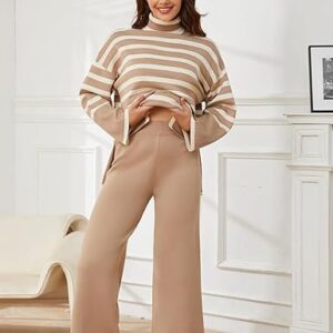 Tanming Women's Sweater Sets Long Sleeve Striped