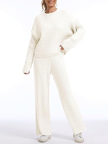 AnotherChill Women's Cable Knit Sweater Lounge Set