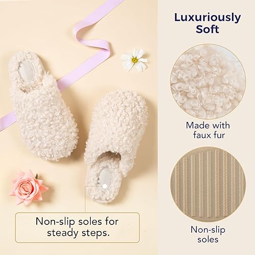 Snug Leaves Women's Scuff Slippers Furry Cute Curly - Image 4