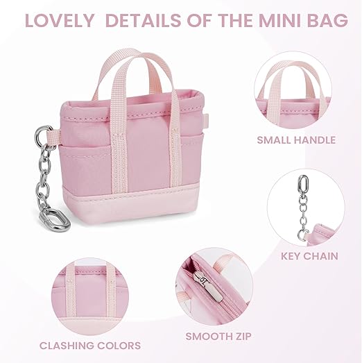 Coin Purse Mini Tote Bag Keychain Small Change Purse - Image 8