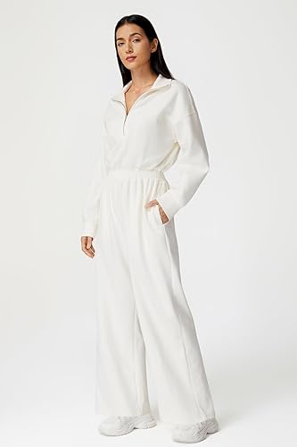 Jumpsuit Women's AirCotton Long-Sleeve Half-Zip High Waisted