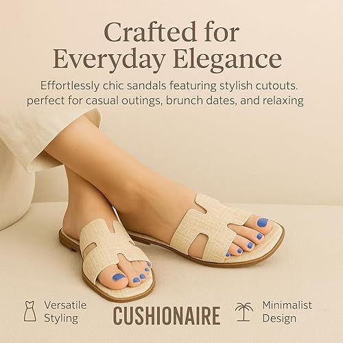 CUSHIONAIRE Voyage Cutout Strap Slides for Women