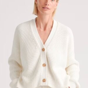 100% Organic Cotton Fisherman Boxy Cropped Cardigan