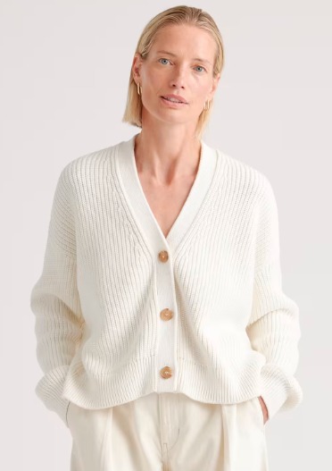 100% Organic Cotton Fisherman Boxy Cropped Cardigan