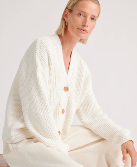 100% Organic Cotton Fisherman Boxy Cropped Cardigan - Image 3