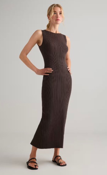 Cotton Cashmere Ribbed Sleeveless Midi Dress