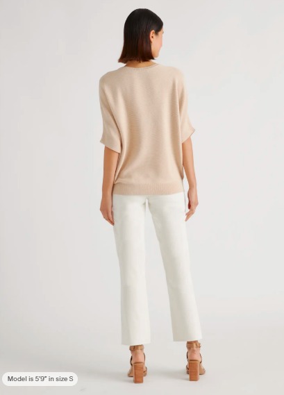 Lightweight Cotton Cashmere Link-Stitch Dolman Sweater - Image 4
